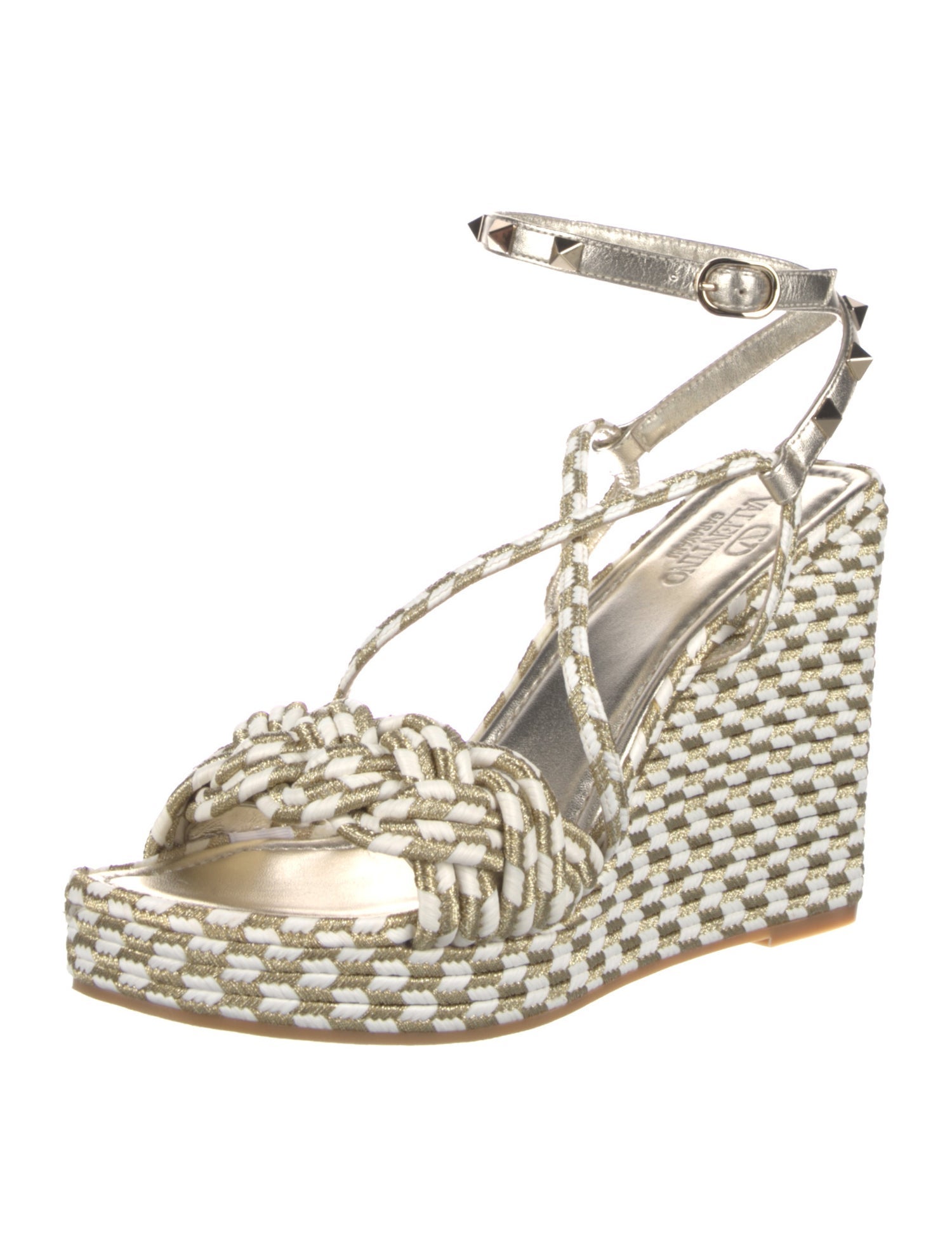 Valentino Jute Studded Accents Sandals