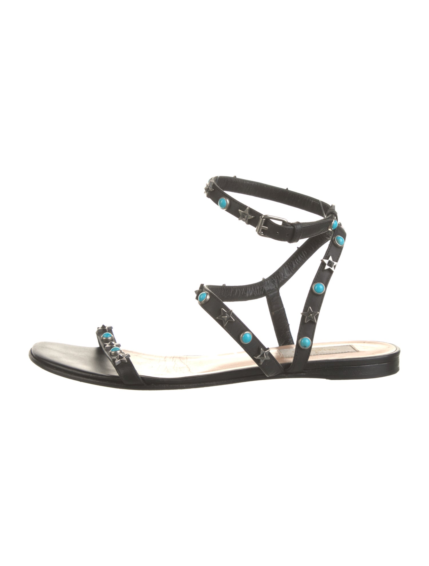 Valentino Rockstud Accents Leather Gladiator Sandals