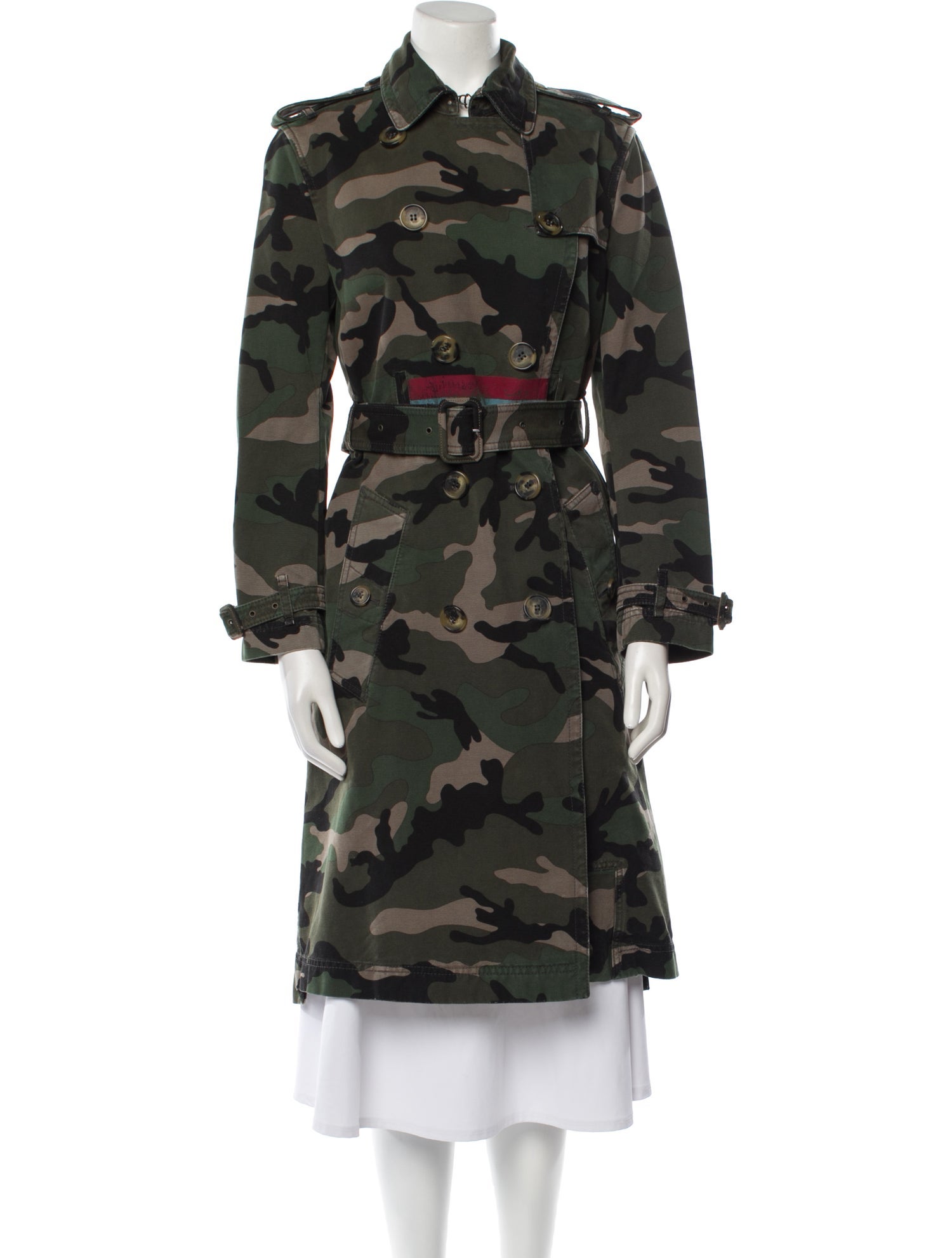 Valentino Camouflage Print Trench Coat