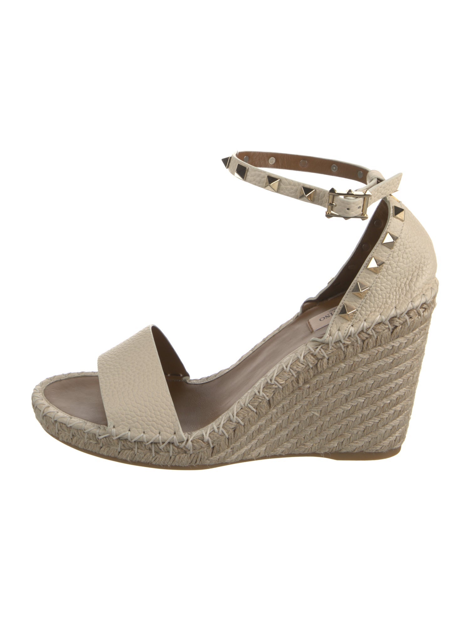 Valentino Leather Studded Accents Espadrilles