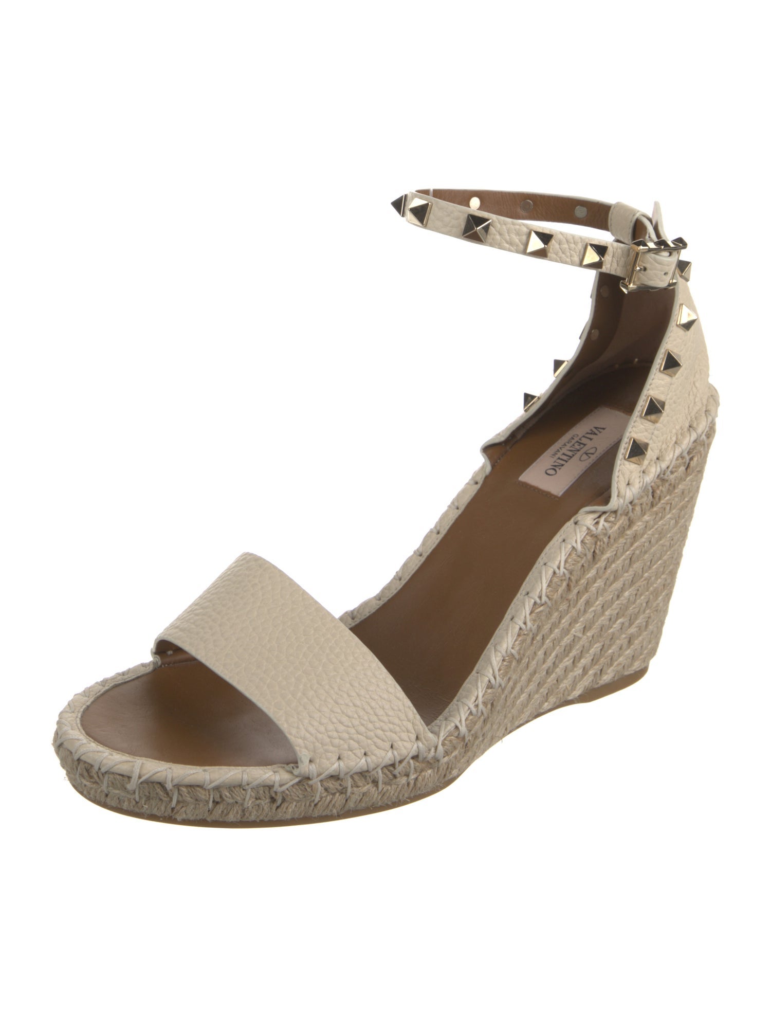 Valentino Leather Studded Accents Espadrilles