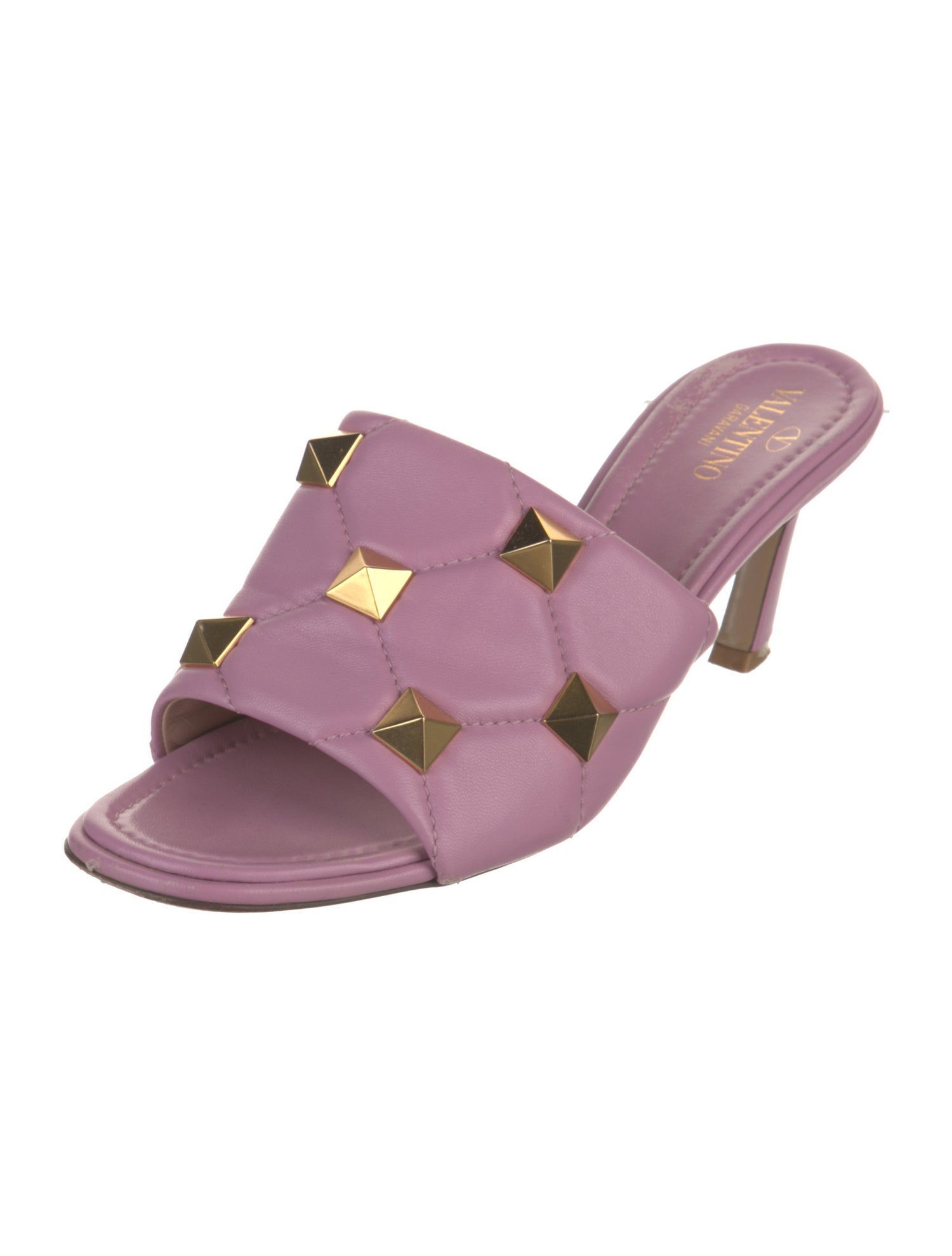 Valentino Rockstud Accents Leather Slides