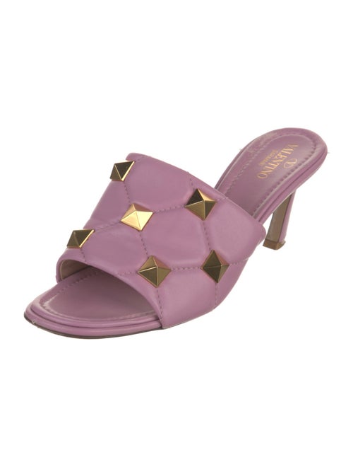 Valentino Rockstud Accents Leather Slides