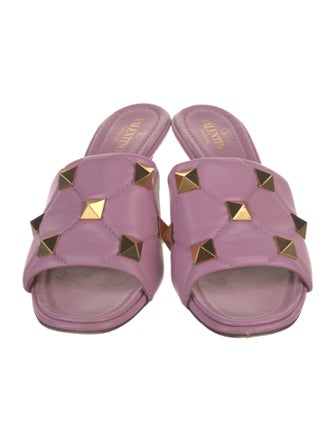 Valentino Rockstud Accents Leather Slides