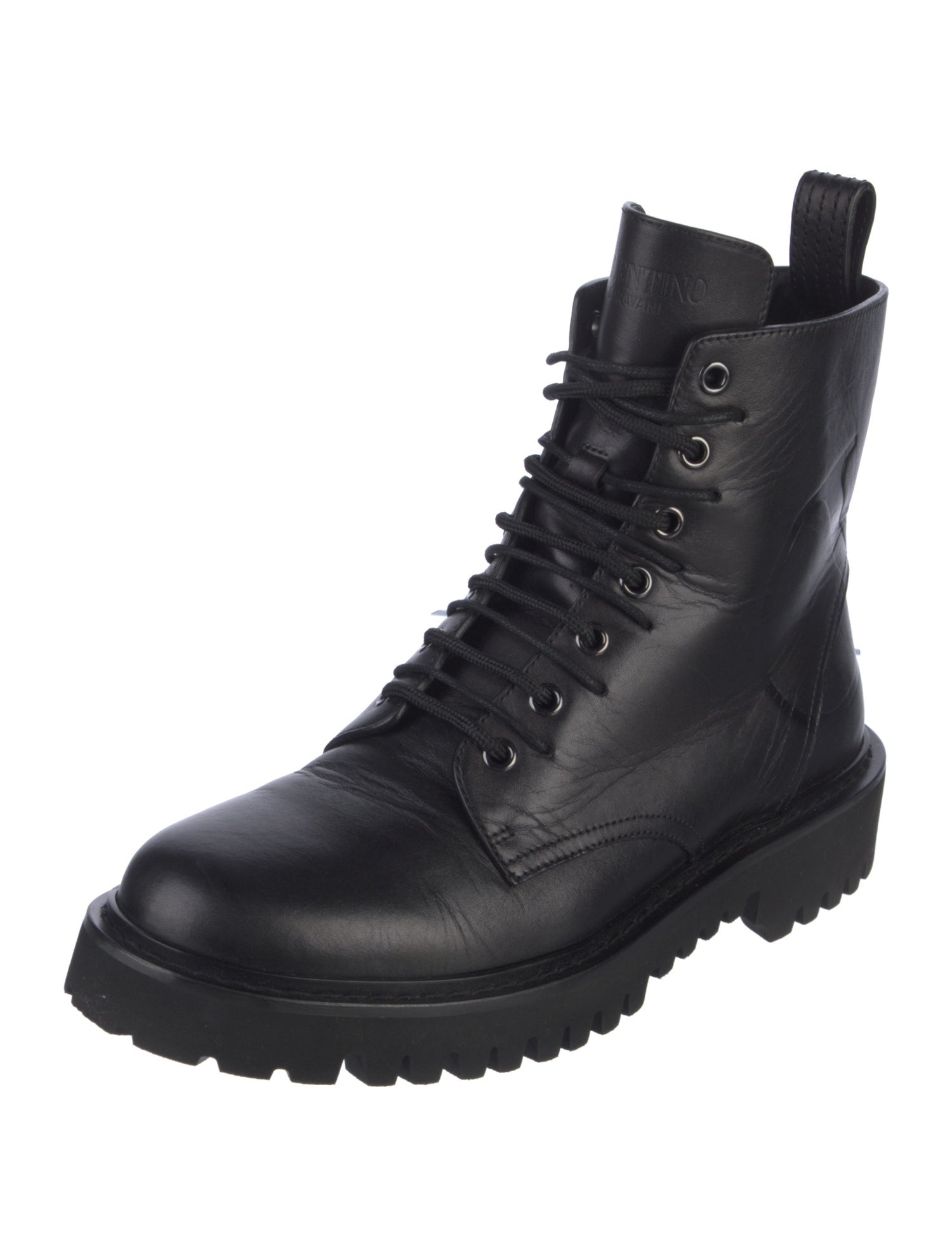 Valentino Vlogo Leather Combat Boots