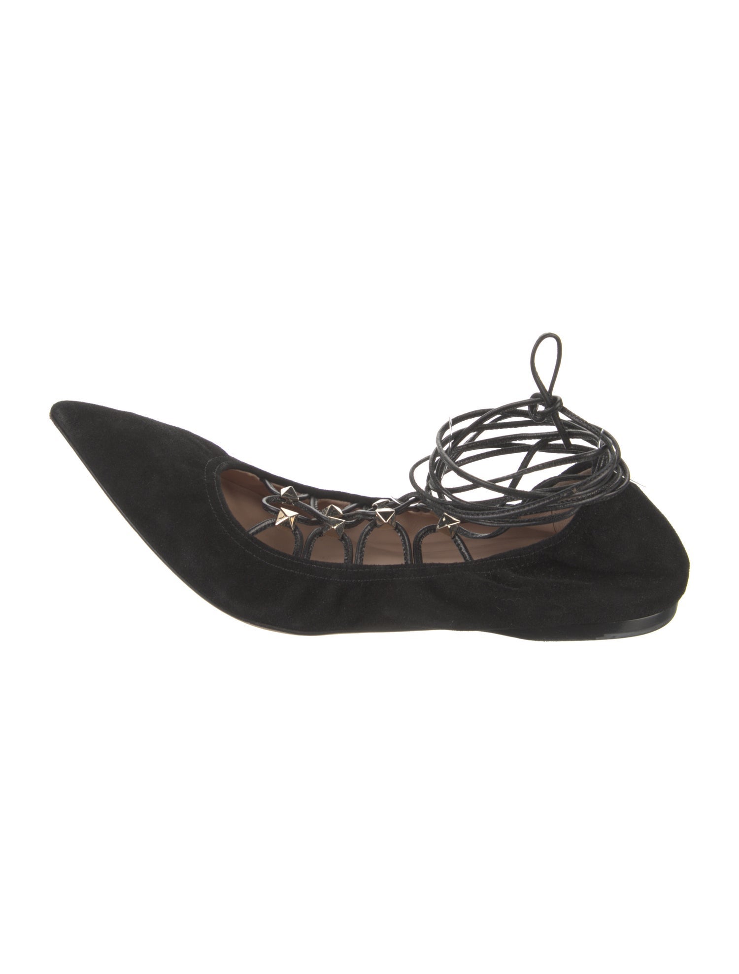 Valentino Rockstud Accents Suede Ballet Flats