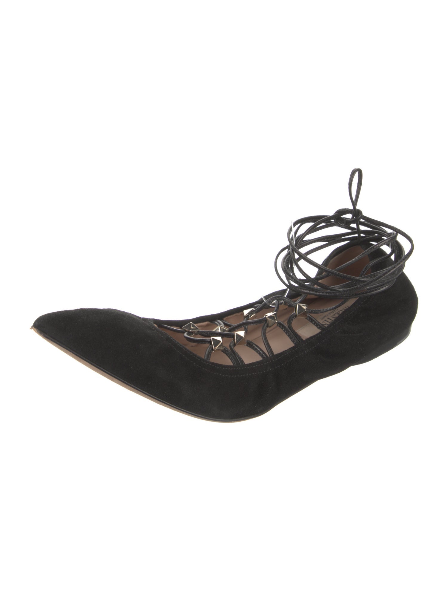 Valentino Rockstud Accents Suede Ballet Flats