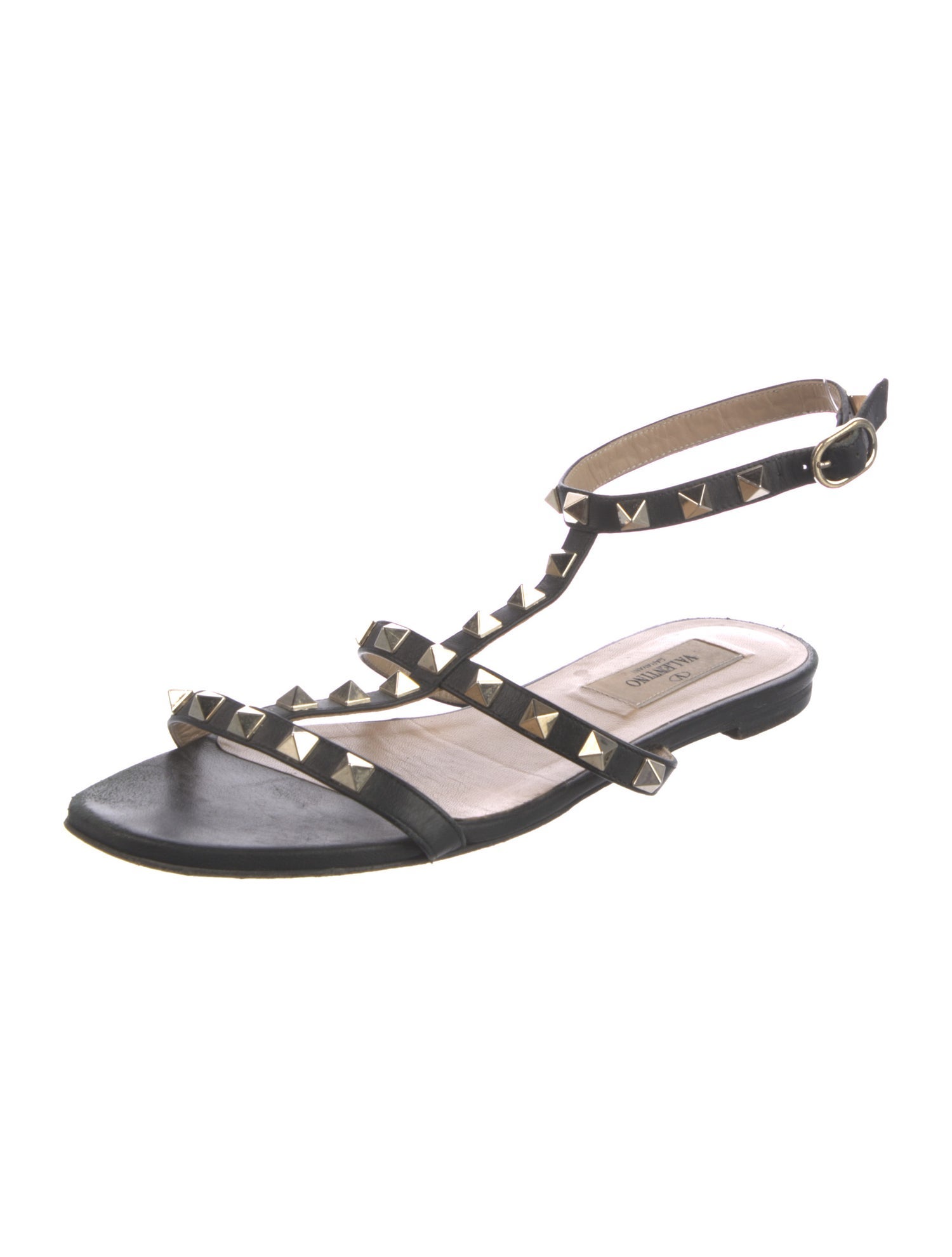 Valentino Rockstud Accents Leather Gladiator Sandals