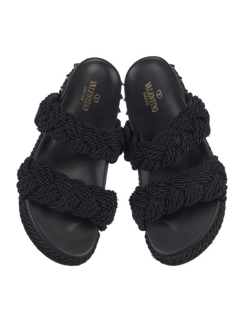 Valentino Leather Studded Accents Slides