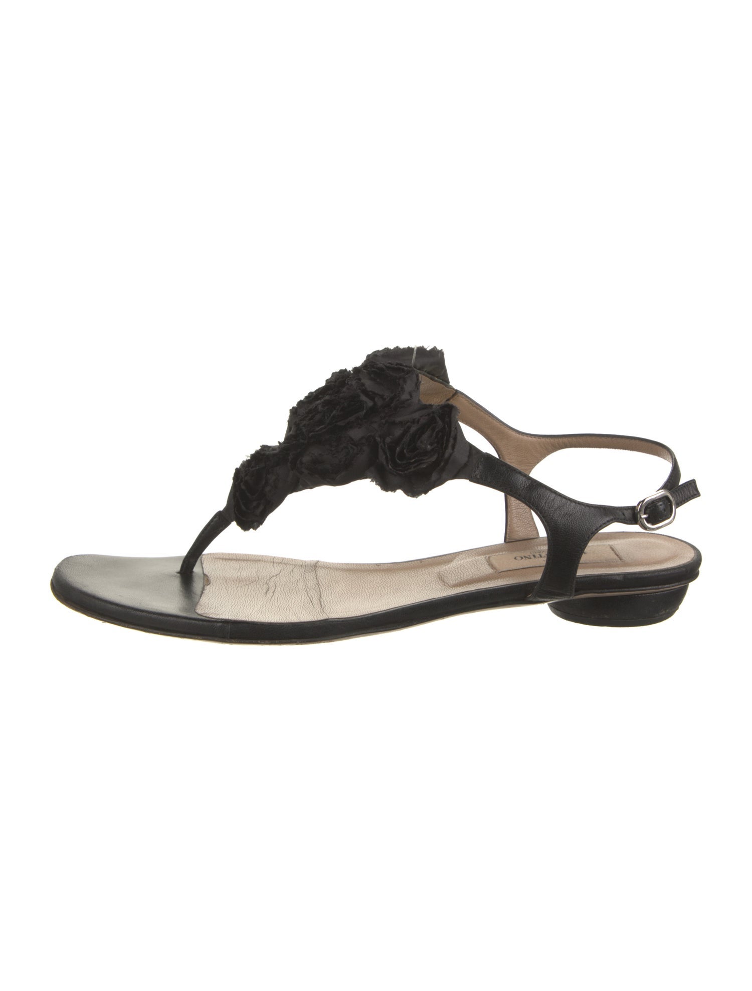 Valentino Leather Floral Print Sandals