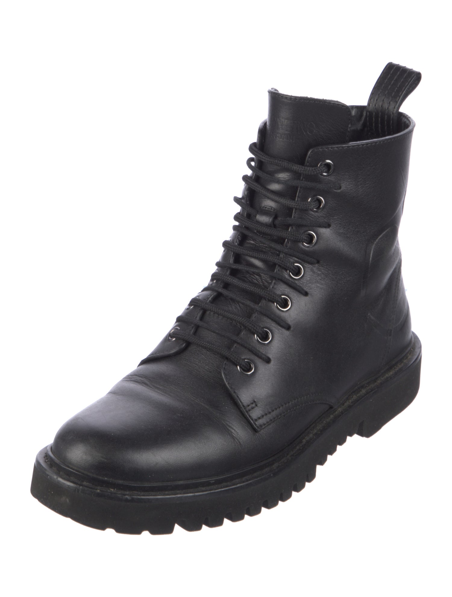 Valentino Leather Combat Boots