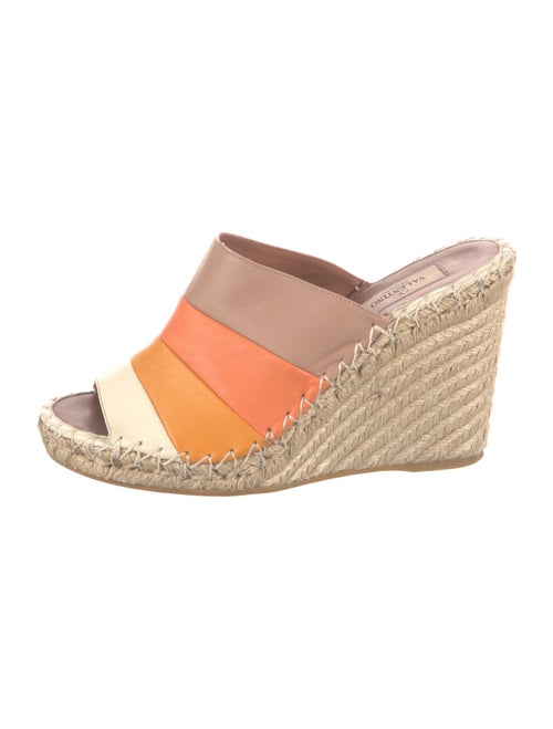 Valentino Leather Colorblock Pattern Espadrilles