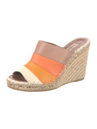 Valentino Leather Colorblock Pattern Espadrilles