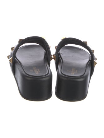 Valentino Rockstud Accents Leather Slides
