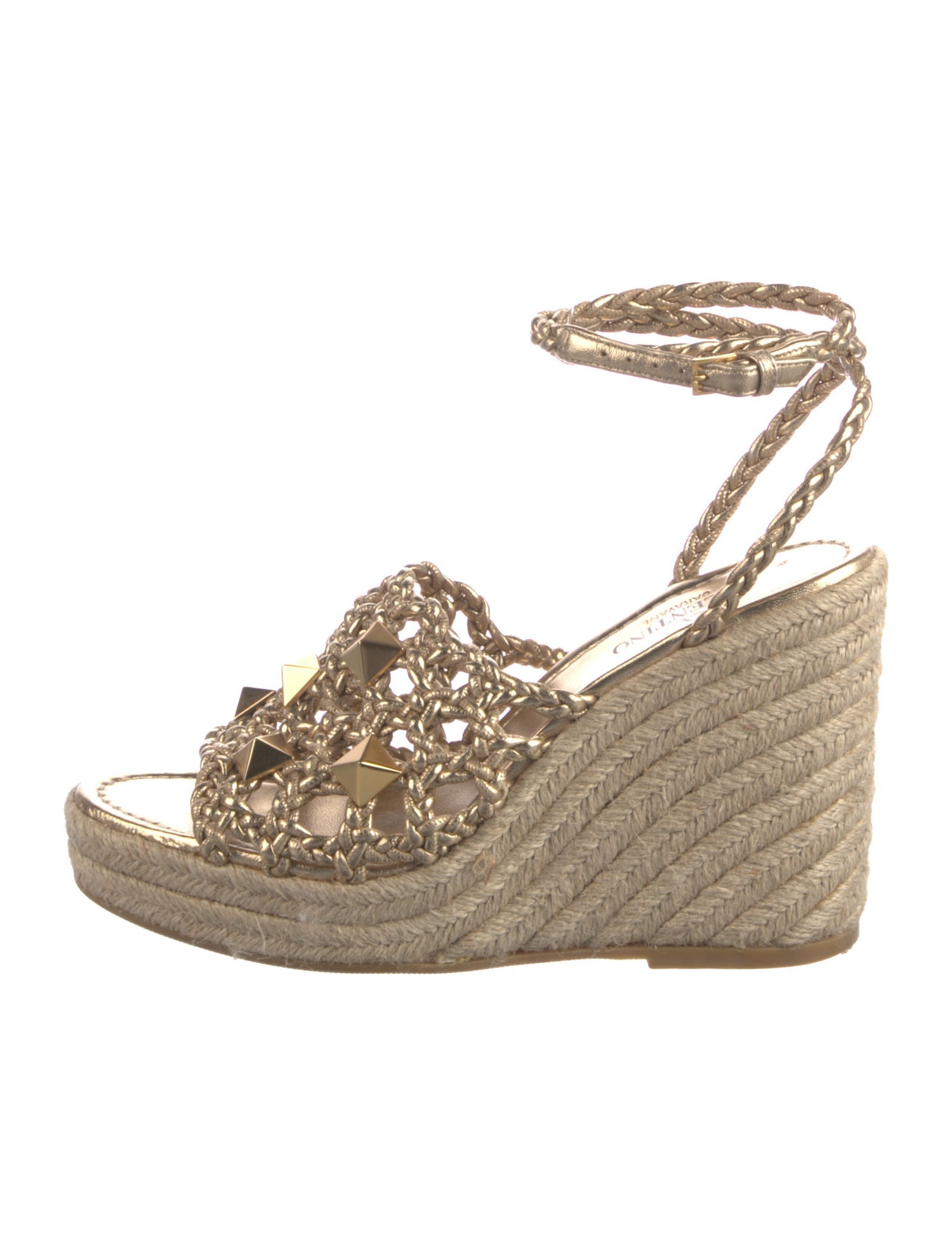 Valentino Rockstud Accents Leather Espadrilles