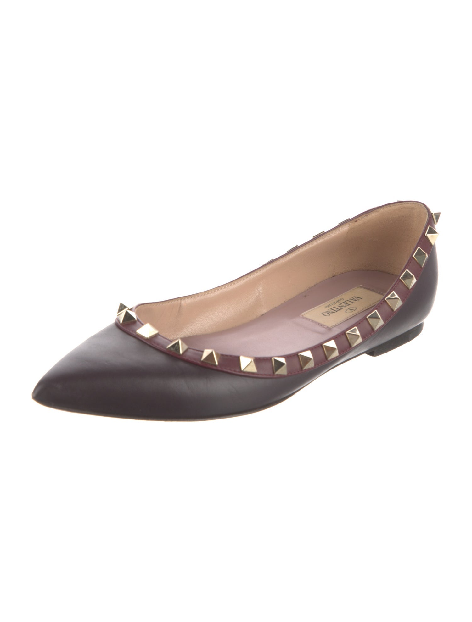 Valentino Rockstud Accents Leather Flats