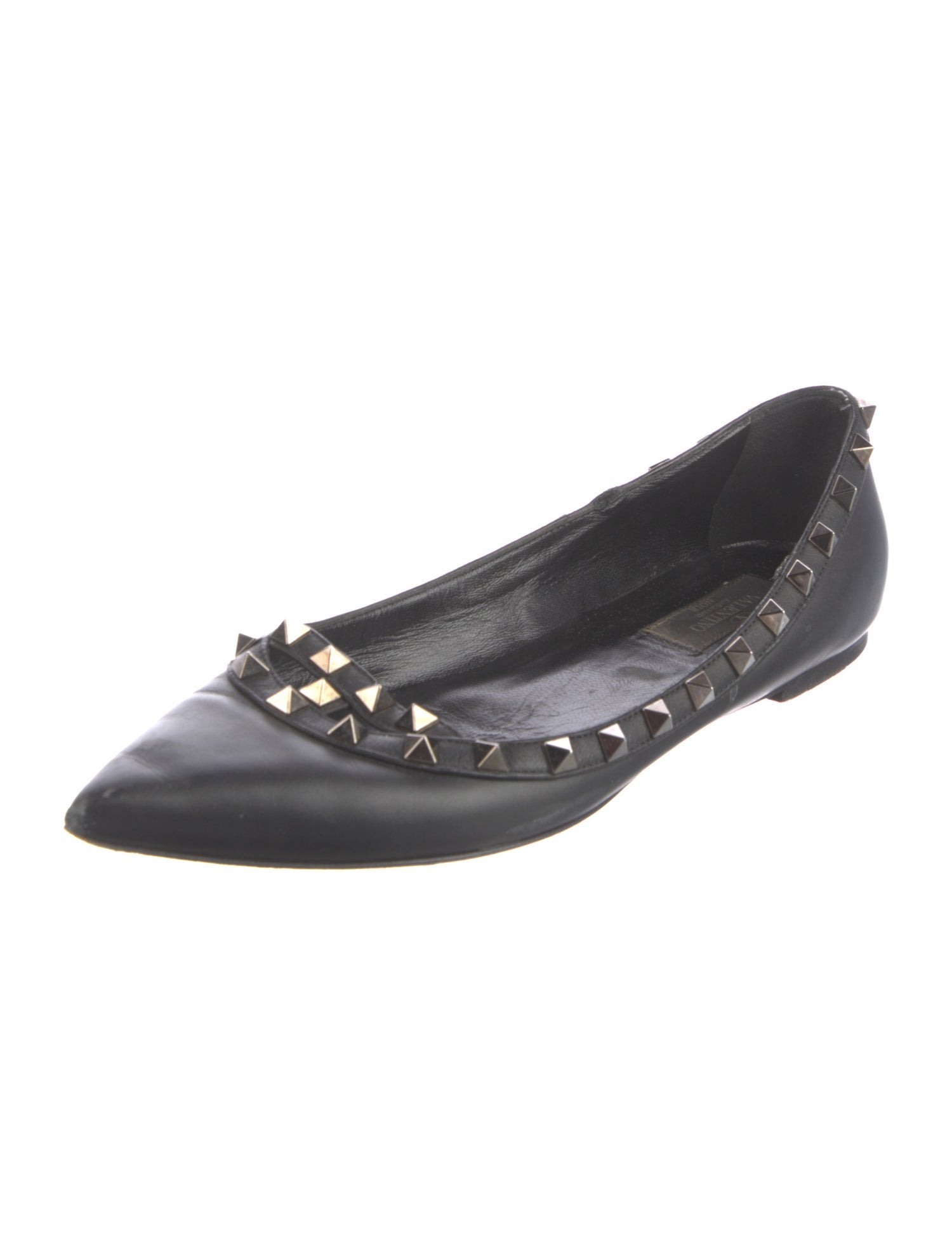 Valentino Rockstud Accents Leather Flats