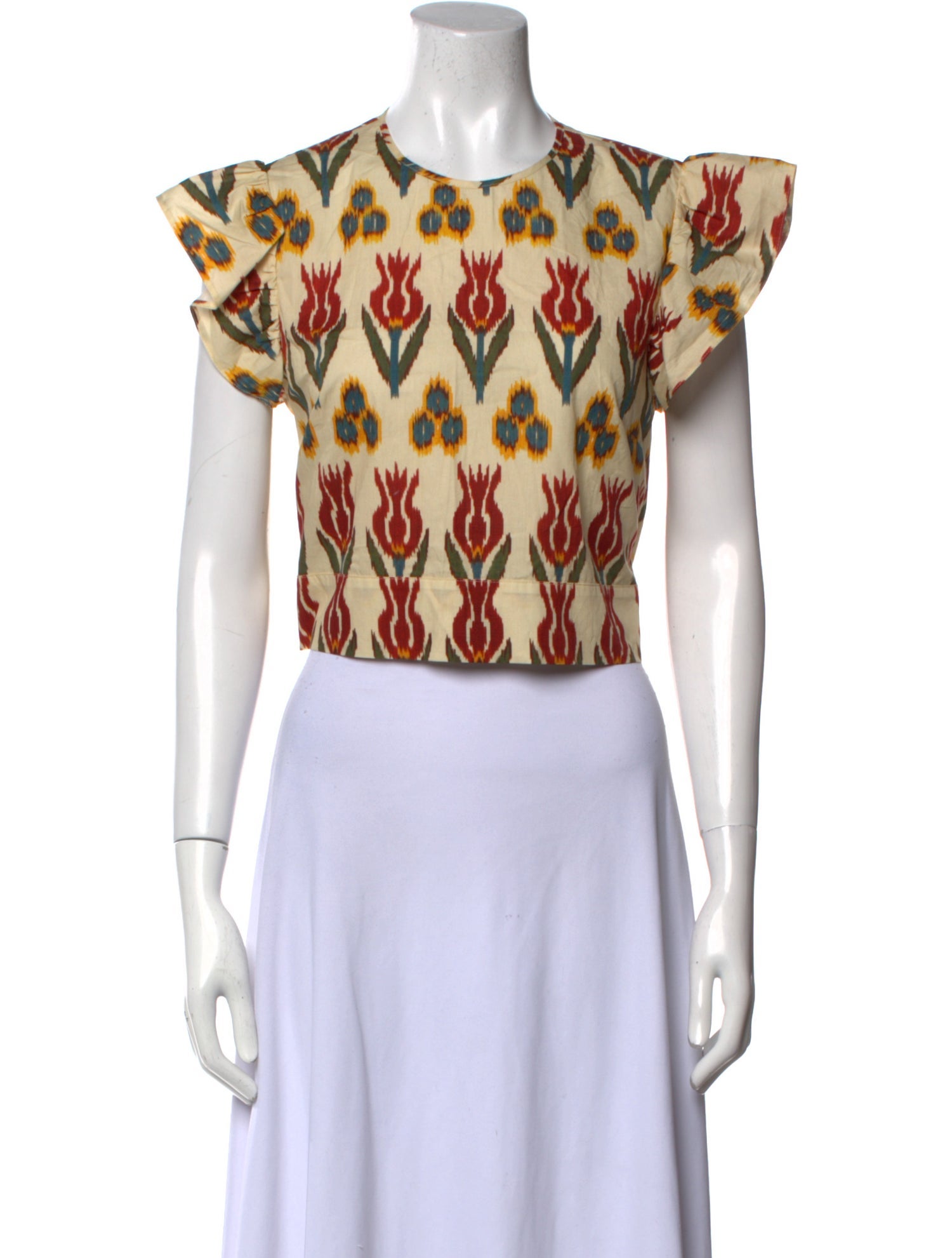 Valentino Printed Crew Neck Crop Top