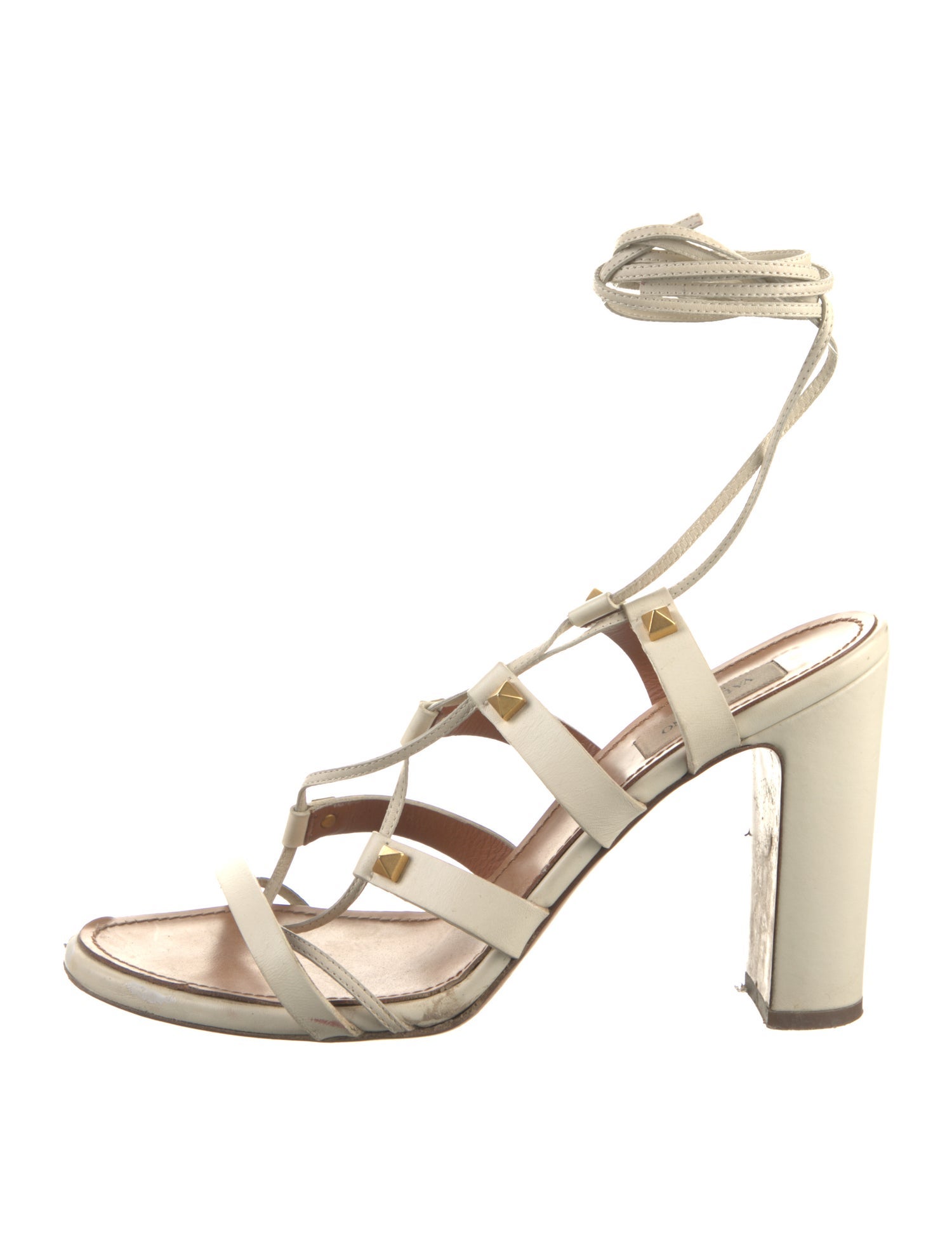 Valentino Rockstud Accents Leather Gladiator Sandals