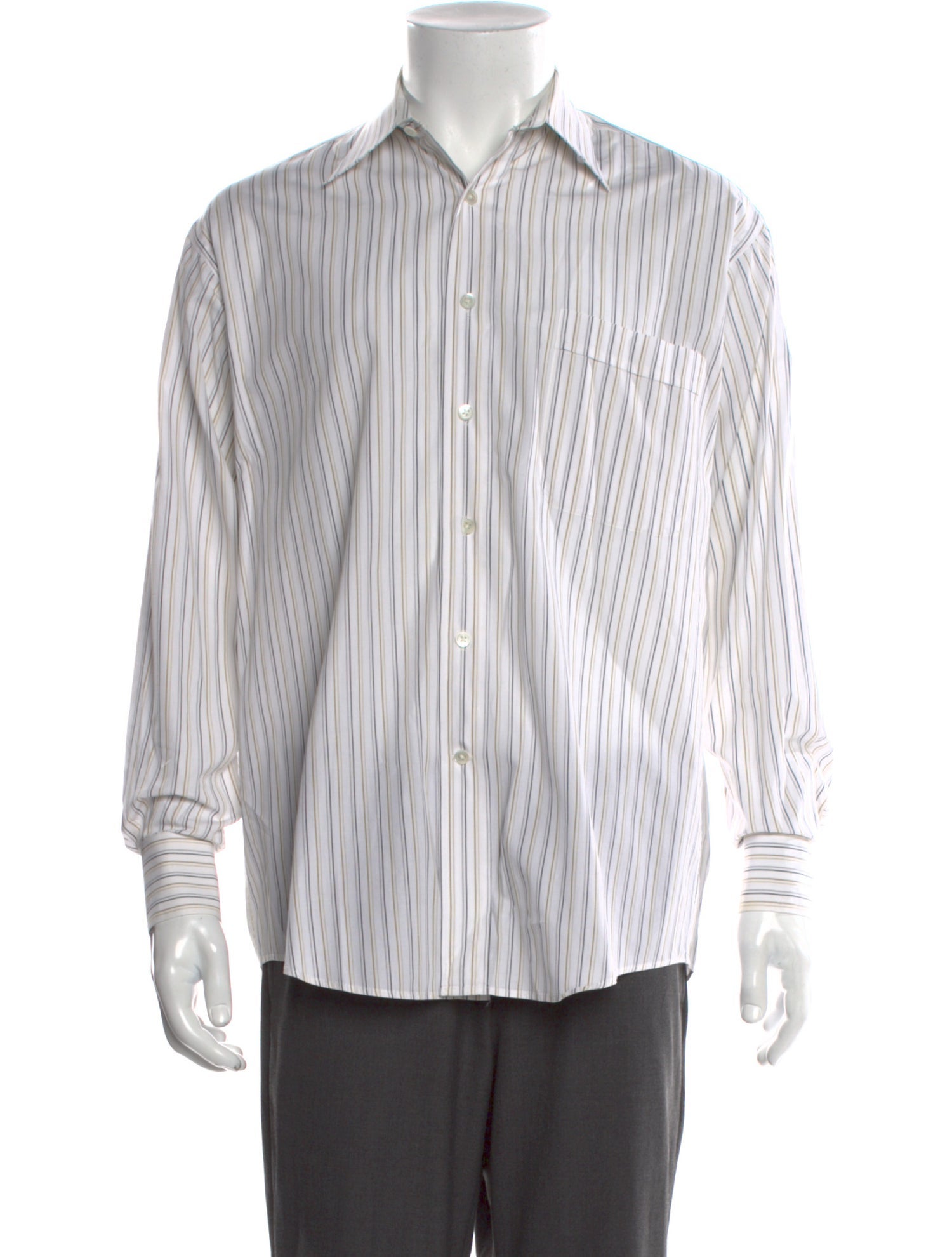 Valentino Striped Long Sleeve Dress Shirt