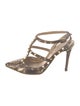Valentino Rockstud Accents Snakeskin T-Strap Pumps
