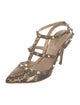 Valentino Rockstud Accents Snakeskin T-Strap Pumps