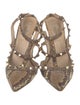 Valentino Rockstud Accents Snakeskin T-Strap Pumps