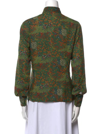 Valentino Wool Floral Print Button-Up Top