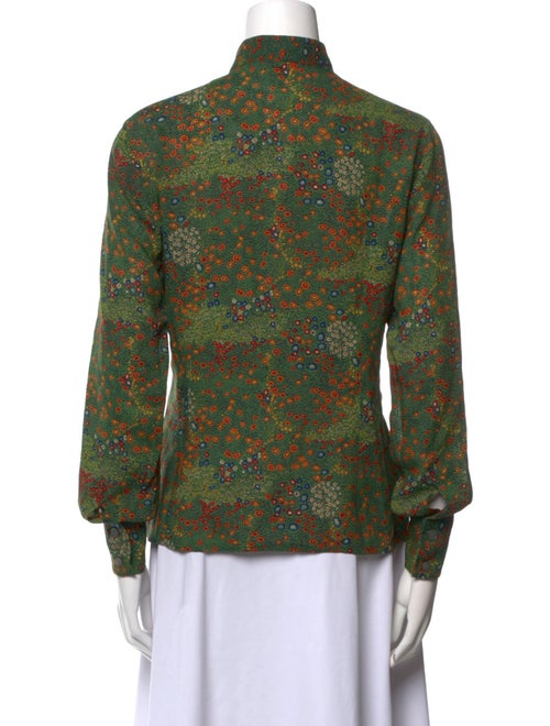 Valentino Wool Floral Print Button-Up Top