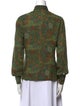 Valentino Wool Floral Print Button-Up Top