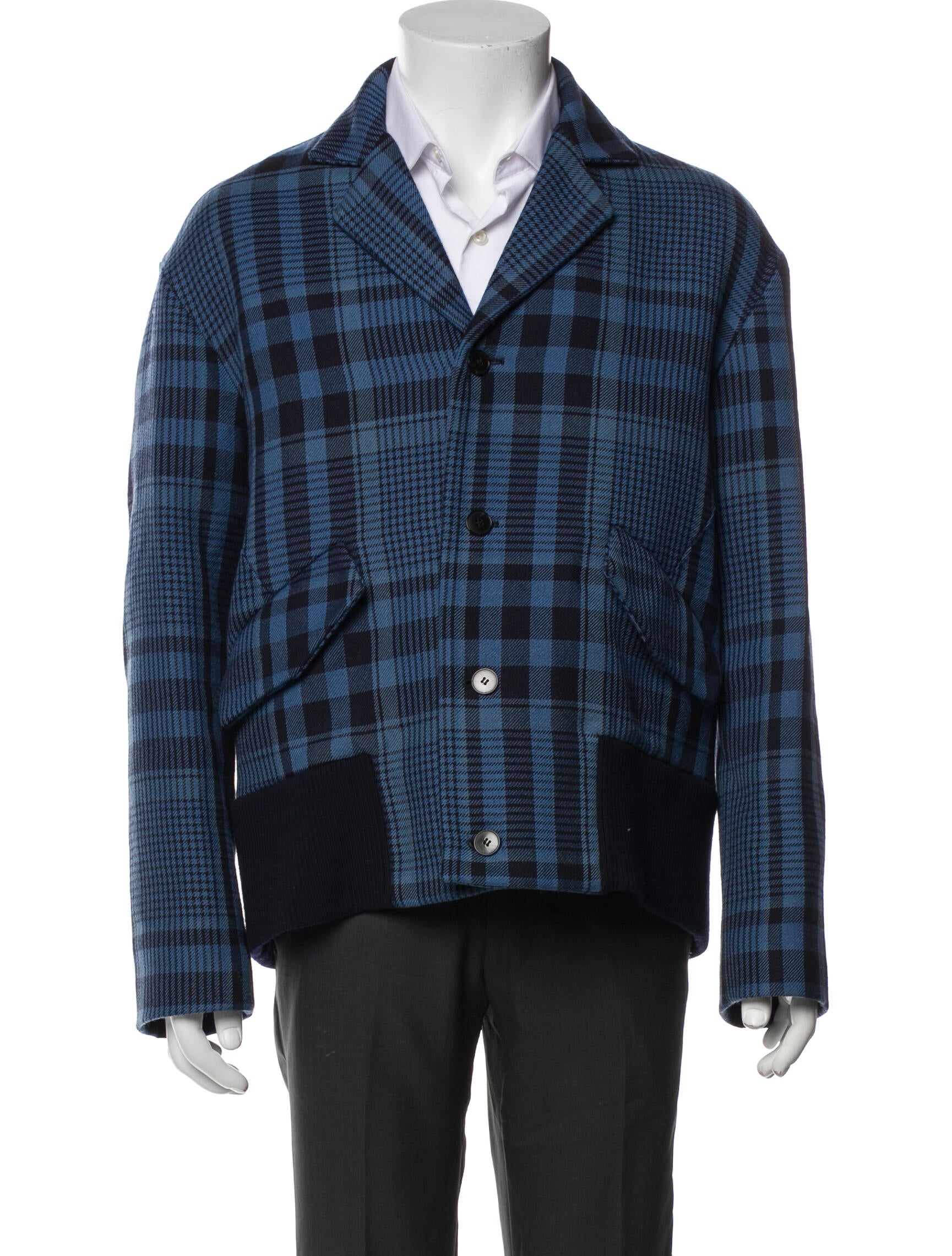 Valentino Plaid Print Peacoat