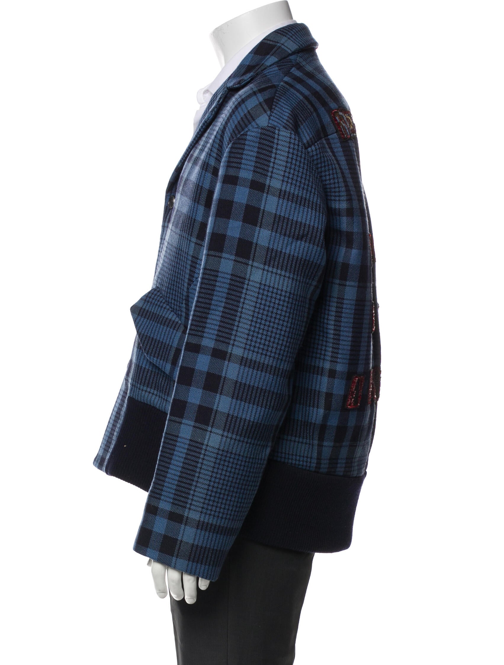 Valentino Plaid Print Peacoat