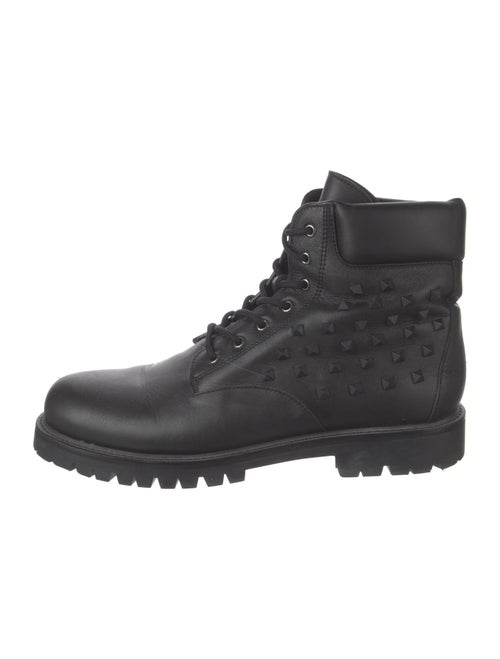 Valentino Rockstud Accents Leather Combat Boots