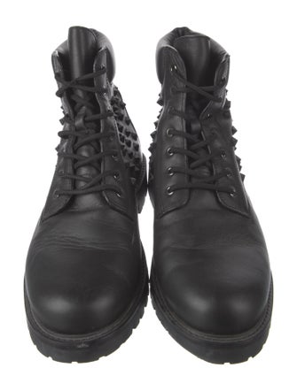 Valentino Rockstud Accents Leather Combat Boots