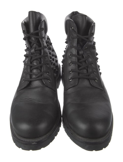 Valentino Rockstud Accents Leather Combat Boots