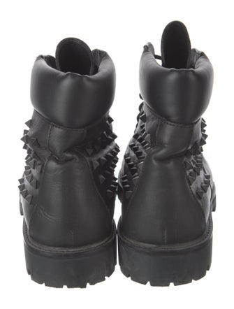 Valentino Rockstud Accents Leather Combat Boots