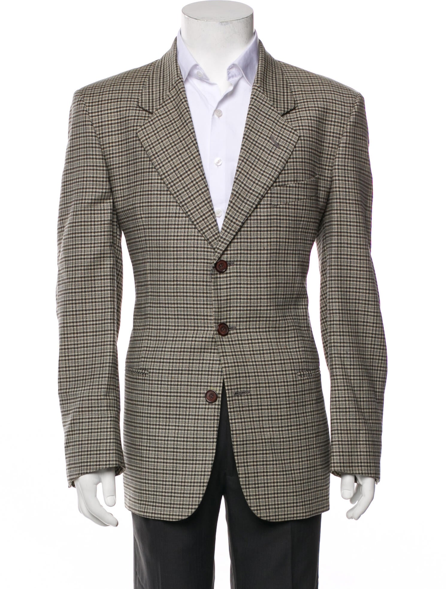 Valentino Virgin Wool Plaid Print Blazer