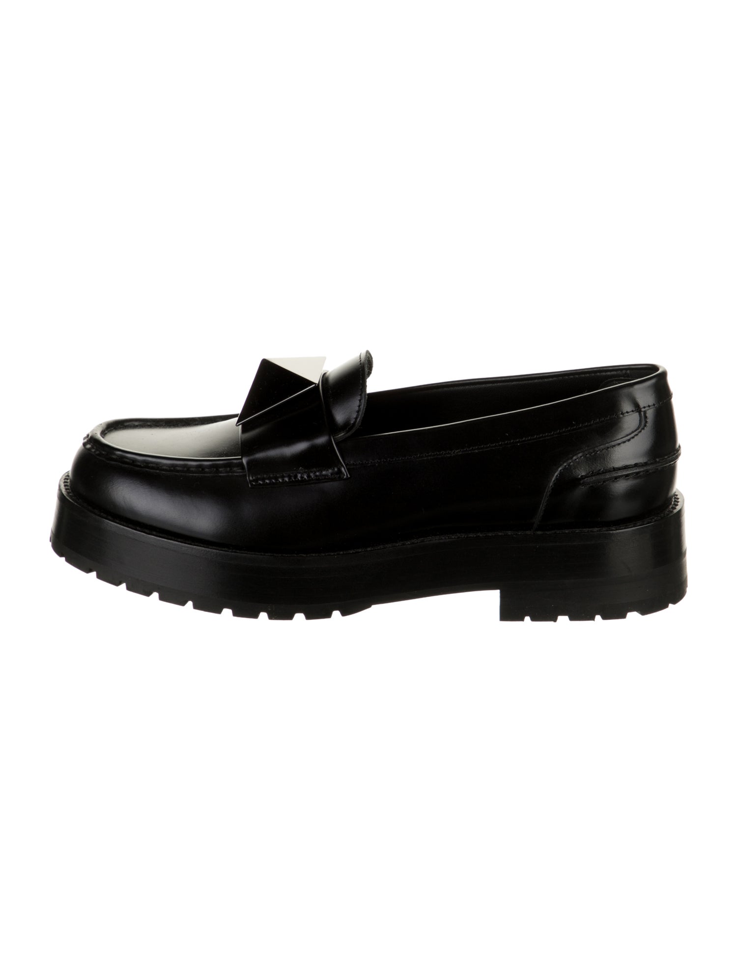 Valentino Rockstud Accents Leather Loafers