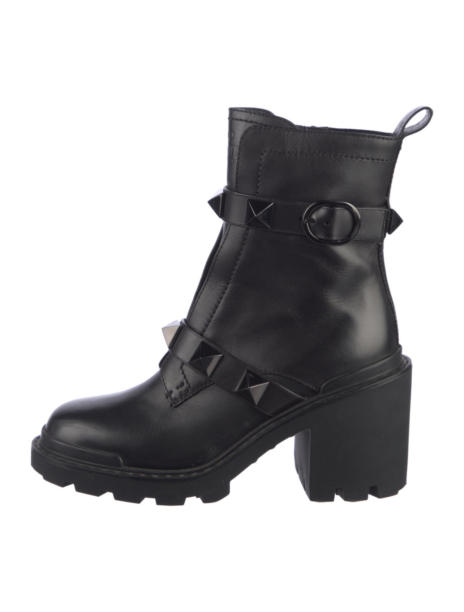 Valentino Leather Studded Accents Combat Boots