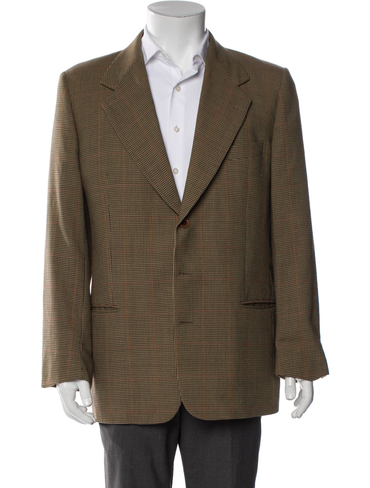Valentino Virgin Wool Plaid Print Blazer