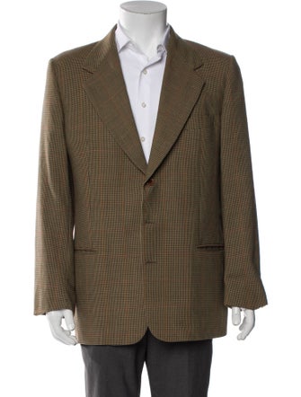 Valentino Virgin Wool Plaid Print Blazer