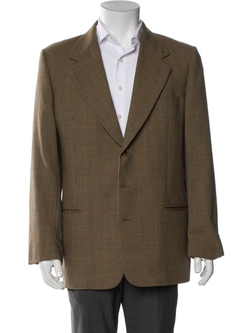 Valentino Virgin Wool Plaid Print Blazer
