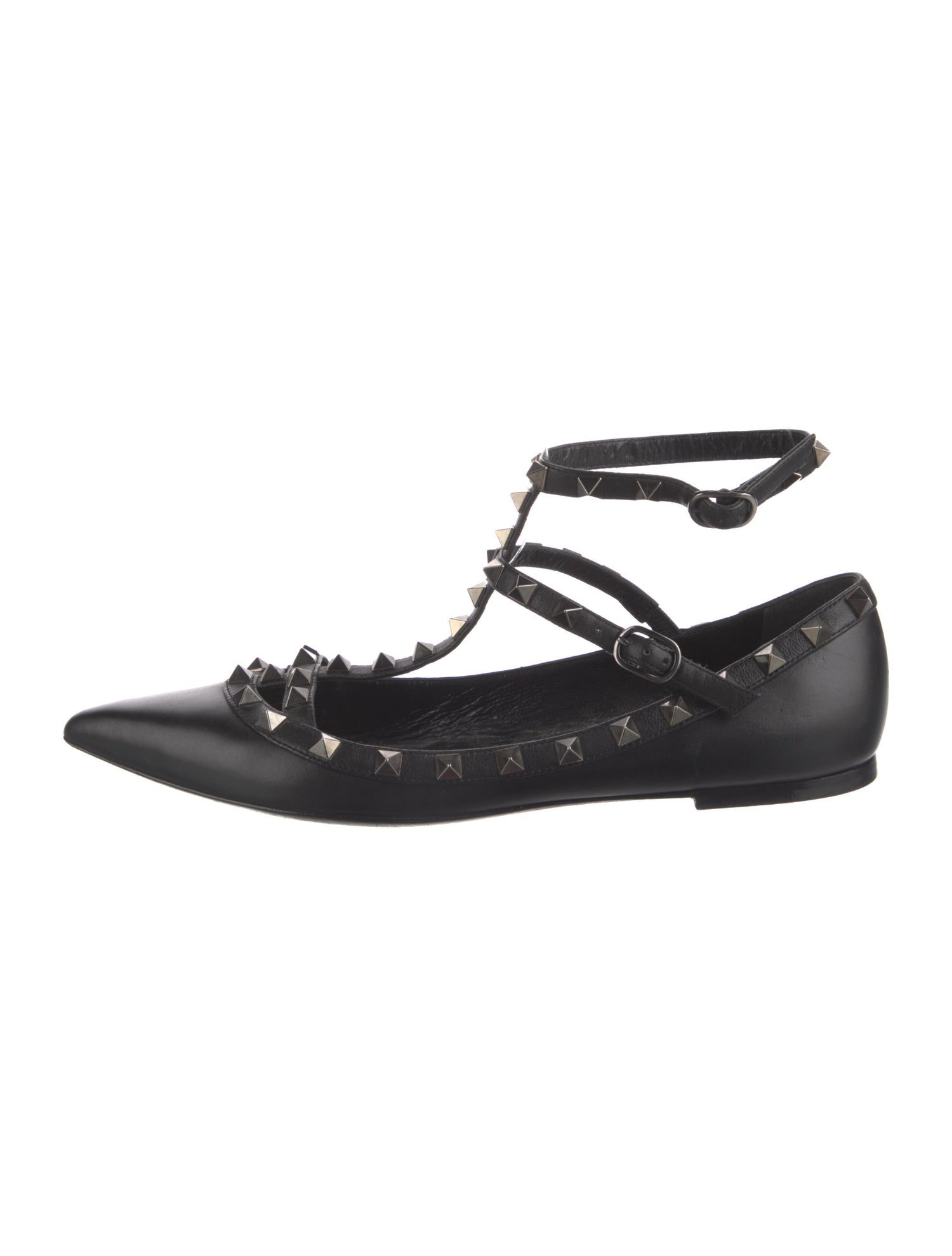 Valentino Rockstud Accents Leather Ballet Flats