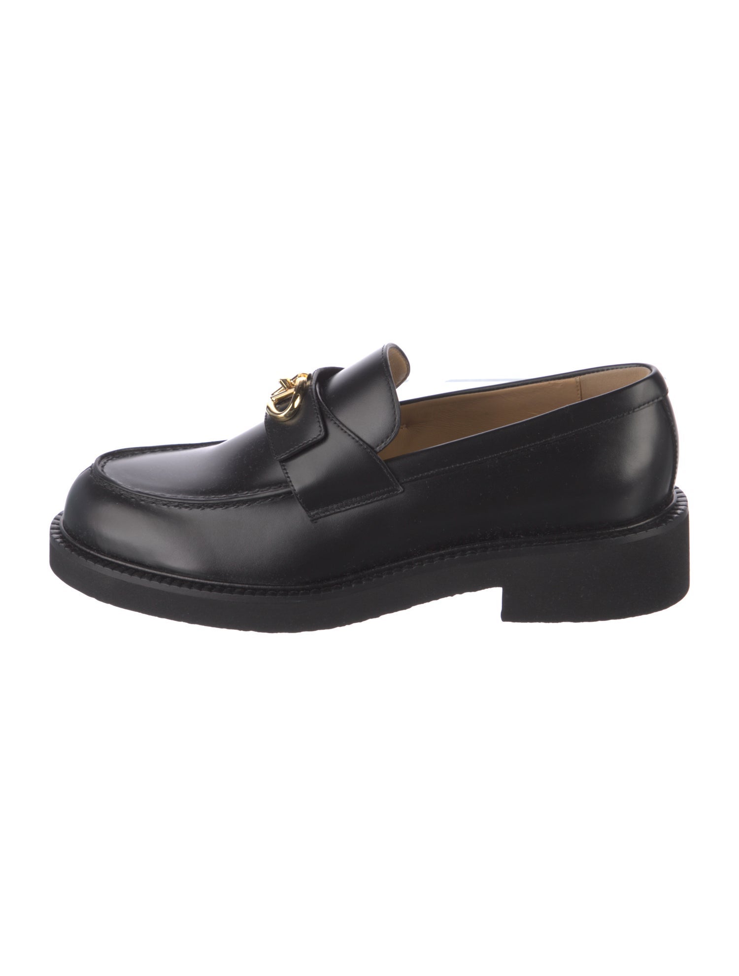 Valentino Rockstud Accents Leather Loafers