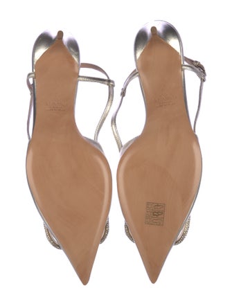 Valentino Leather Crystal Embellishments Slingback Pumps