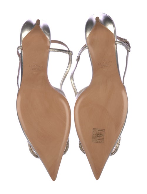 Valentino Leather Crystal Embellishments Slingback Pumps