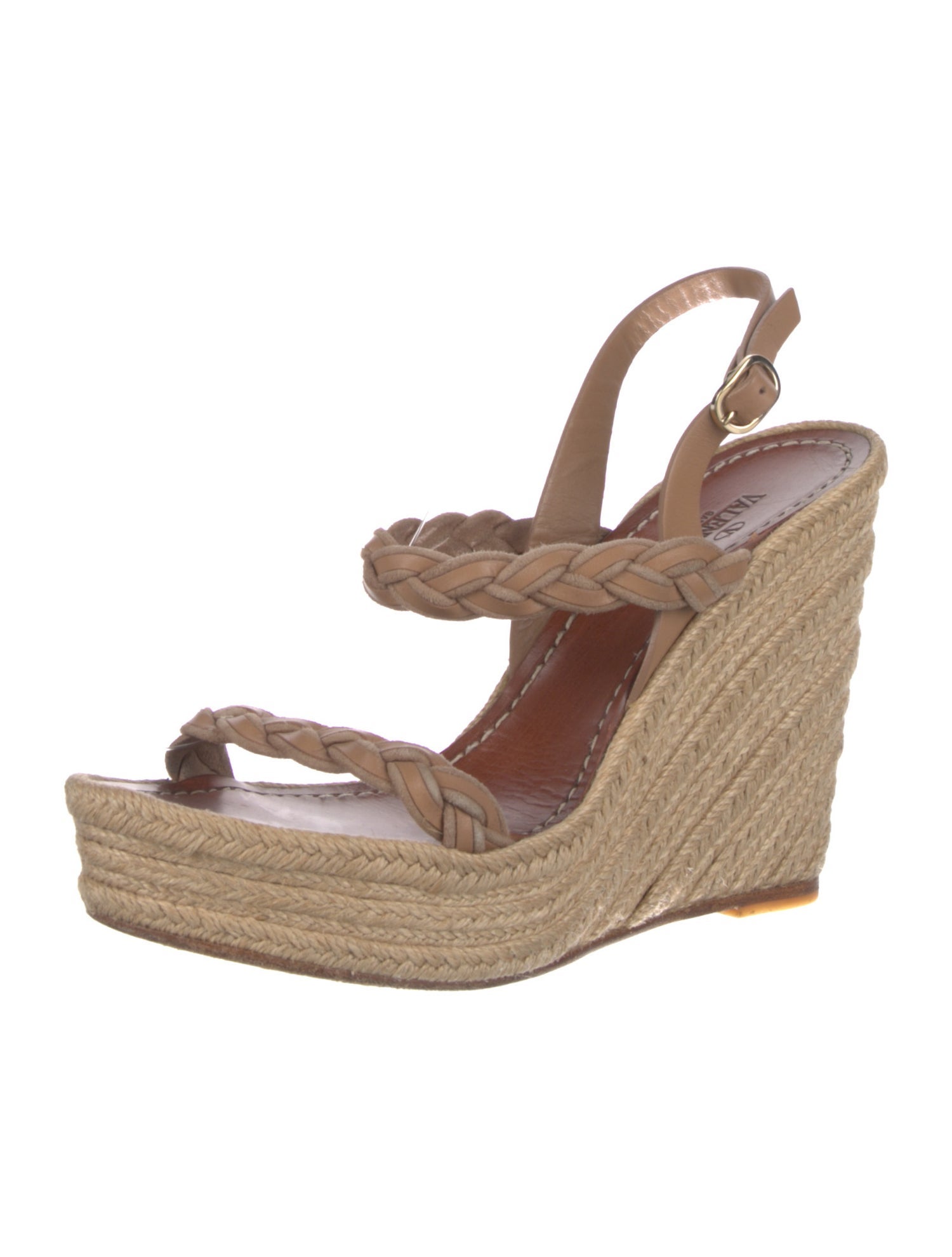 Valentino Leather Braided Accents Espadrilles