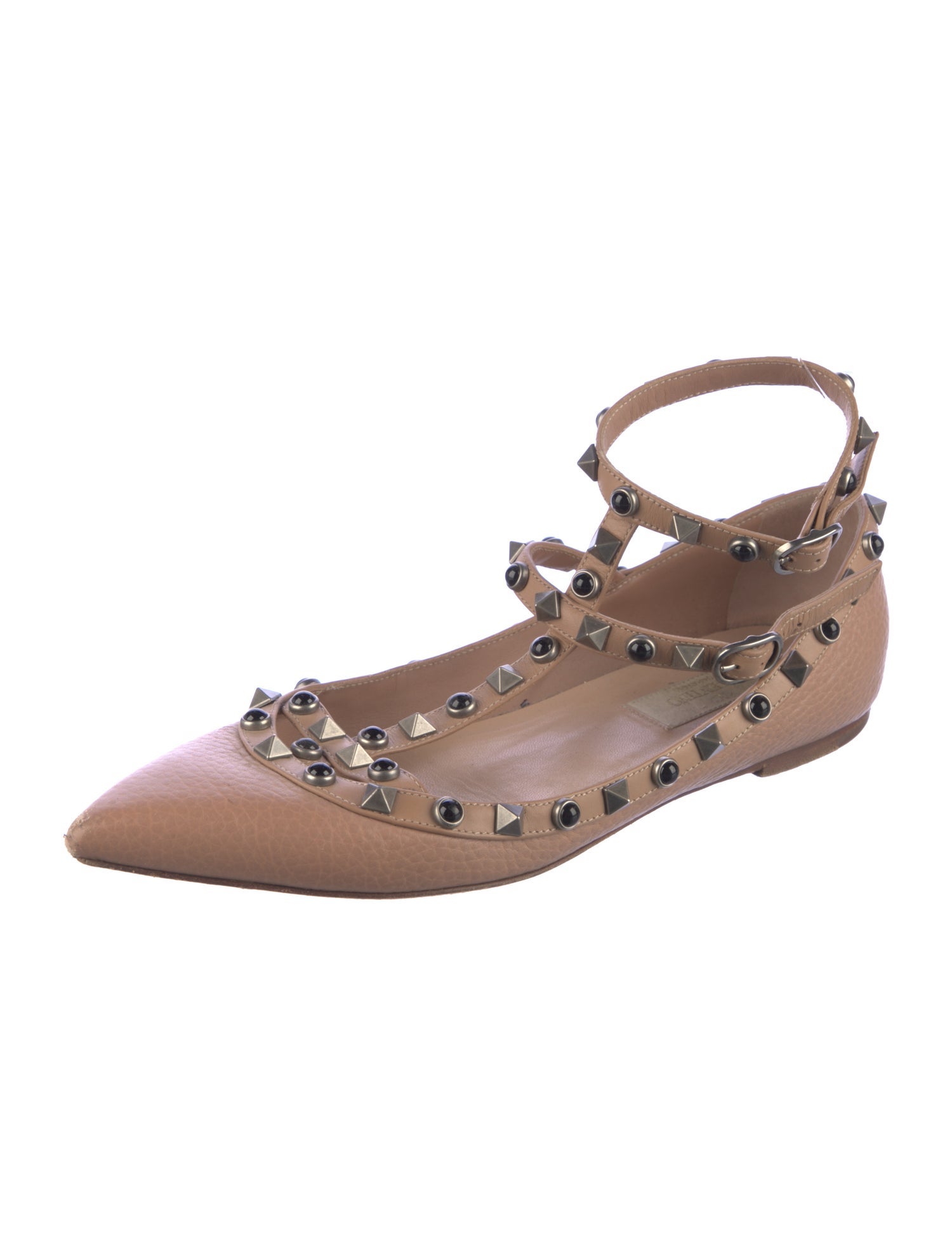 Valentino Rockstud Accents Leather Ballet Flats