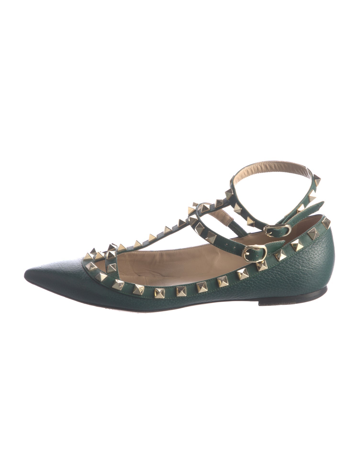 Valentino Rockstud Accents Leather Flats