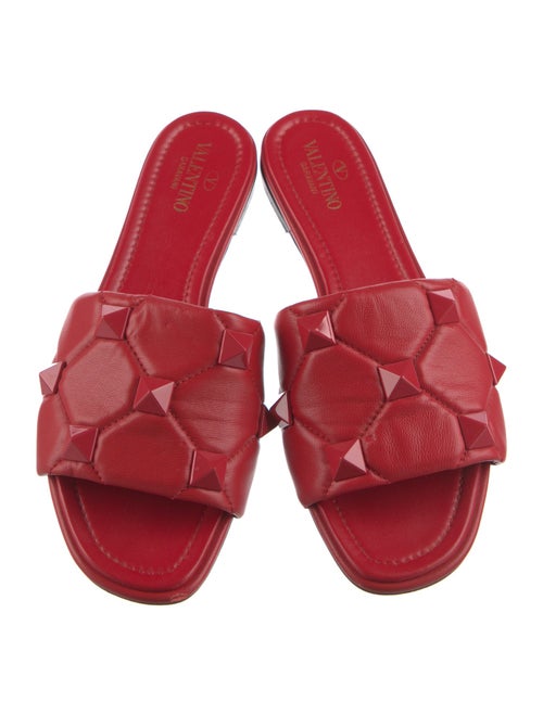 Valentino Rockstud Accents Leather Slides